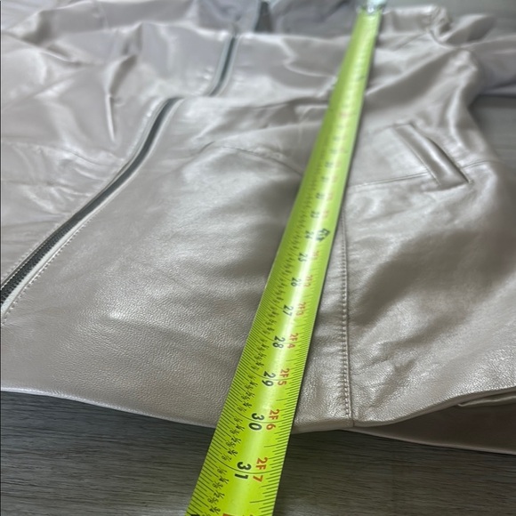 Ada & MOD genuine lamb leather Sz L tailored tan jacket zipper coat - Picture 6 of 11